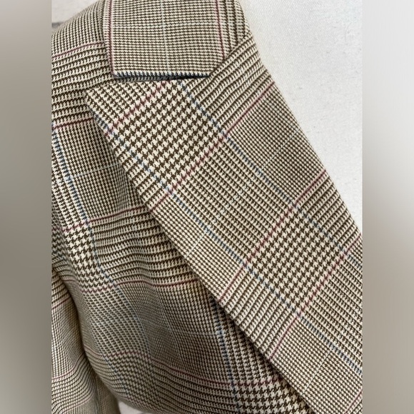 Levi’s Tan Plaid Double Breasted Blazer Oversized Small - Picture 5 of 13